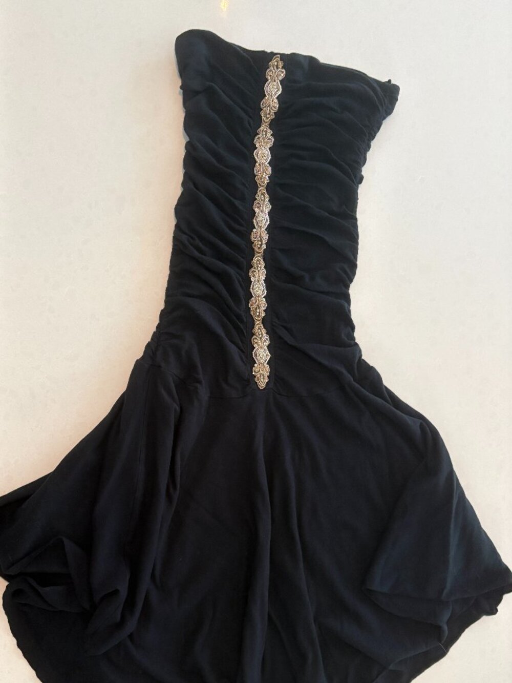 ✨ Strapless Black Ruched Cocktail Dress – Size Small ✨